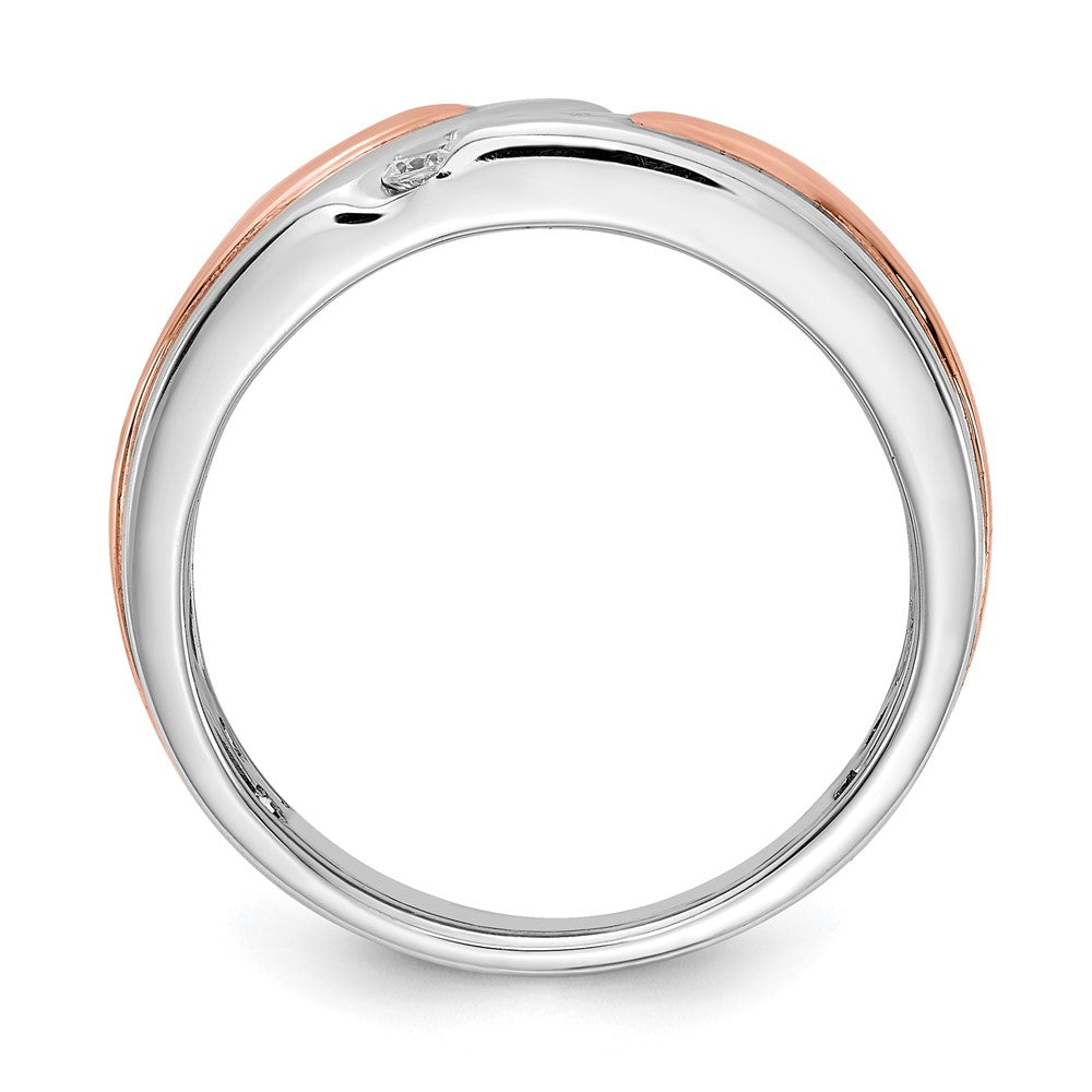 0.20ct. CZ Solid Real 14k White & Rose Gold Wedding Band Ring