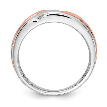 0.20ct. CZ Solid Real 14k White & Rose Gold Wedding Band Ring
