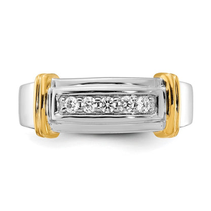 0.25ct. CZ Solid Real 14k White & Yellow Gold Men's Ring