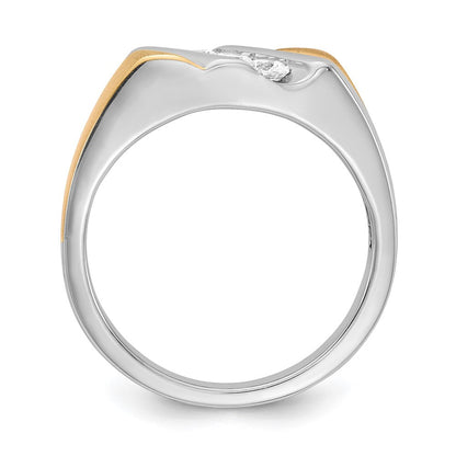 0.38ct. CZ Solid Real 14k White & Yellow Gold Men's Ring