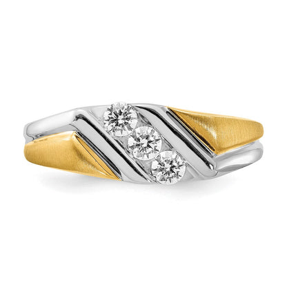 0.38ct. CZ Solid Real 14k White & Yellow Gold Men's Ring