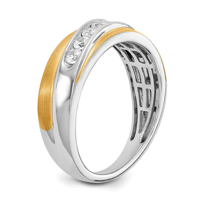 0.50ct. CZ Solid Real 14k White & Yellow Gold Men's Ring