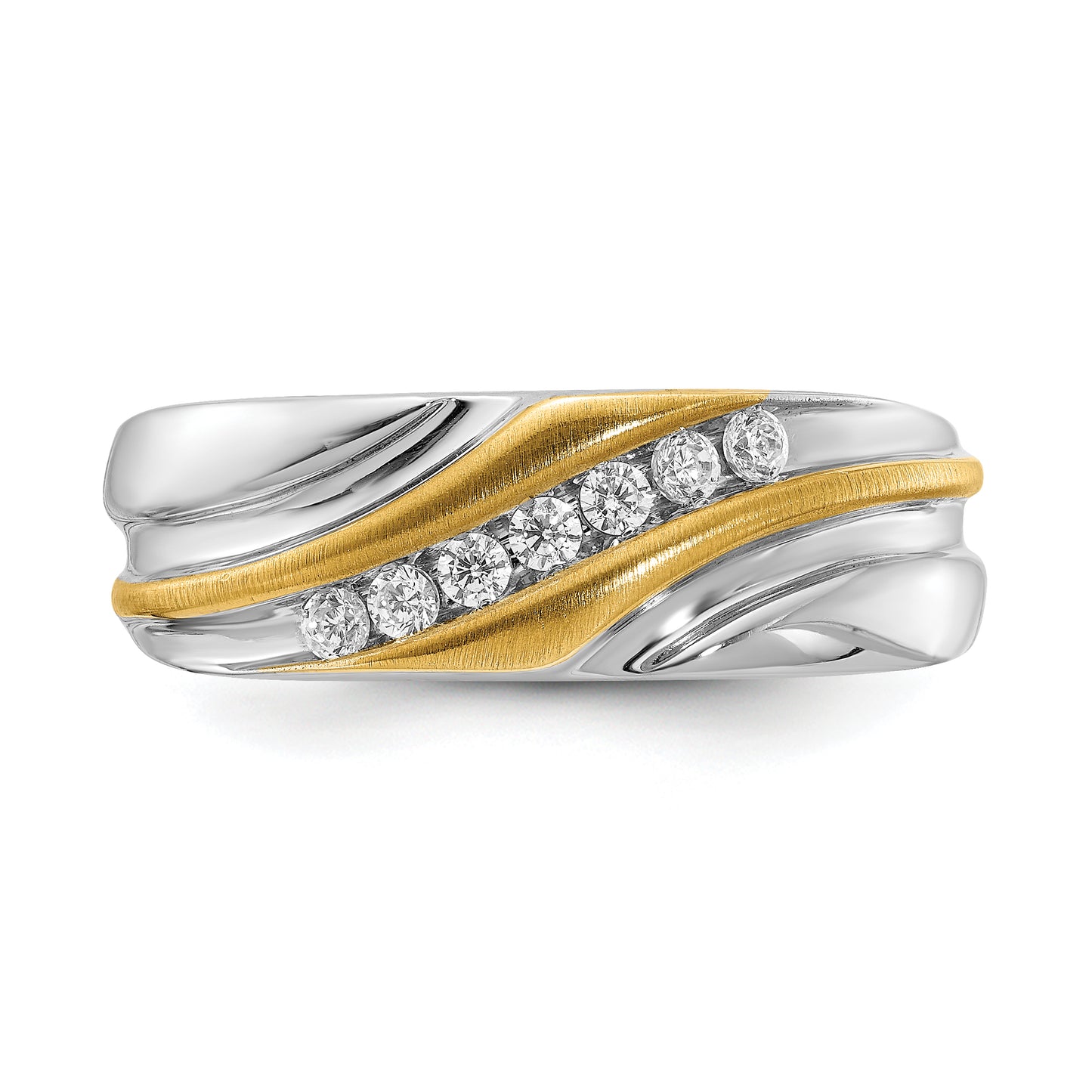 14k Two-tone Two Tone 1/4 Ct. Lab Grown Diamond VS/SI+ G+ Seven Stone Men's Ring