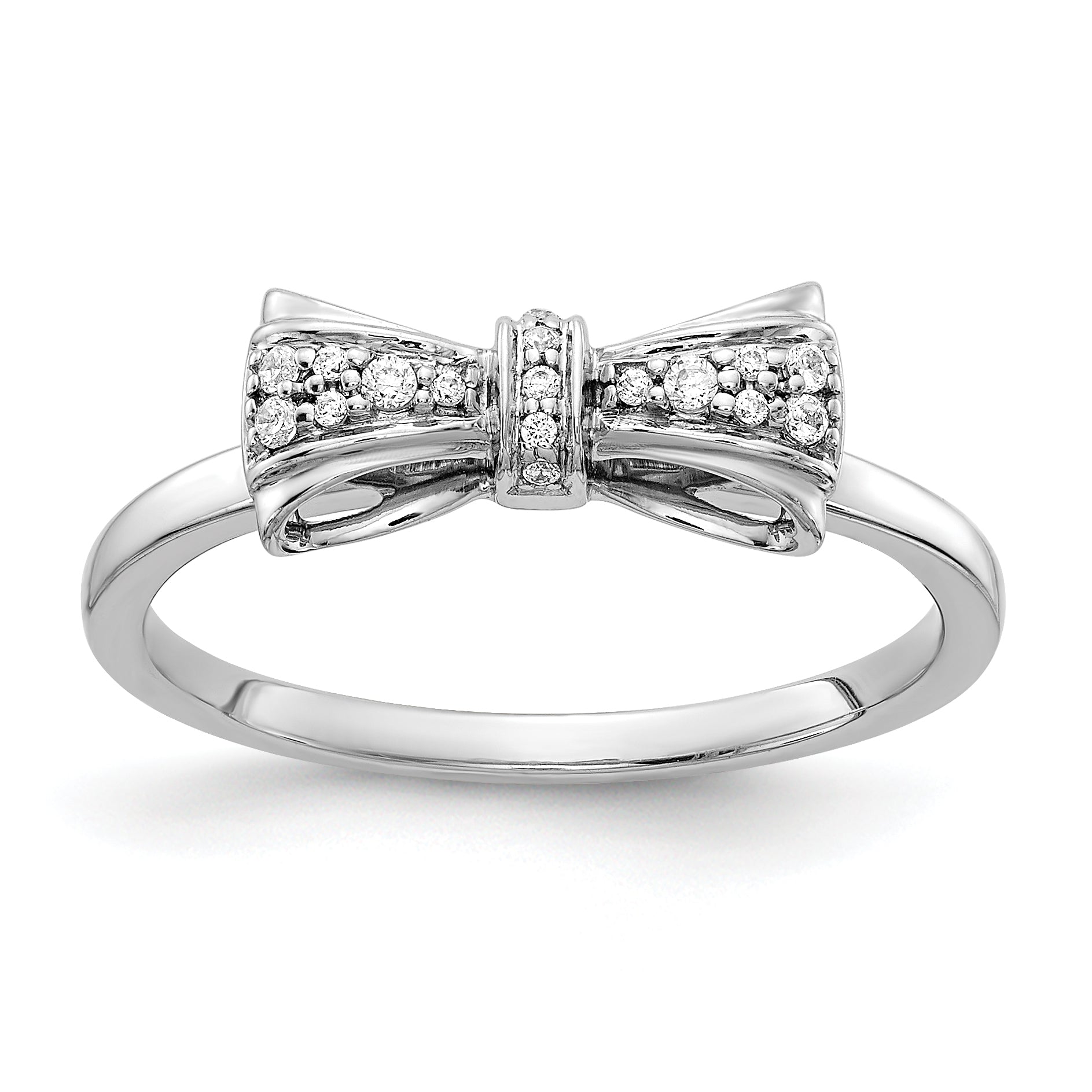 14K White Gold Diamond Bow Ring