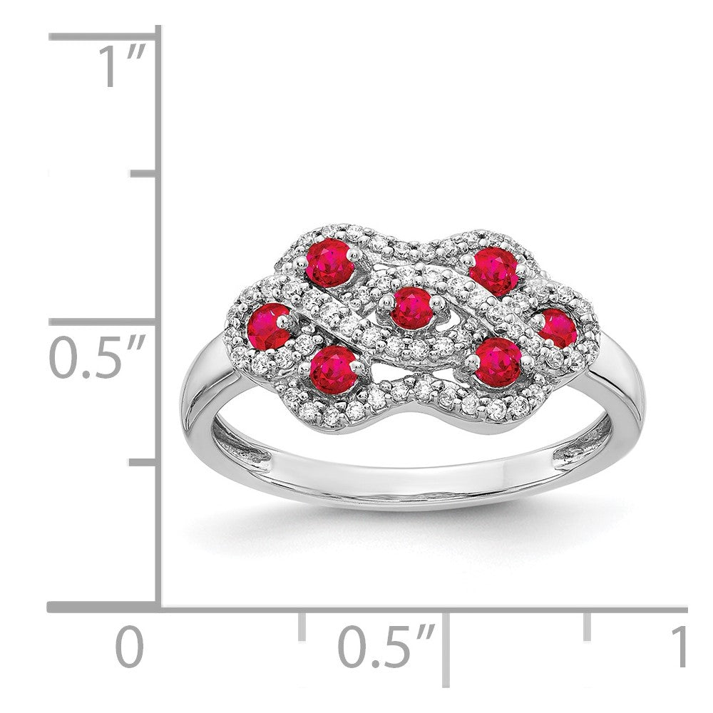 14k White Gold Real Diamond & Ruby Fancy Ring