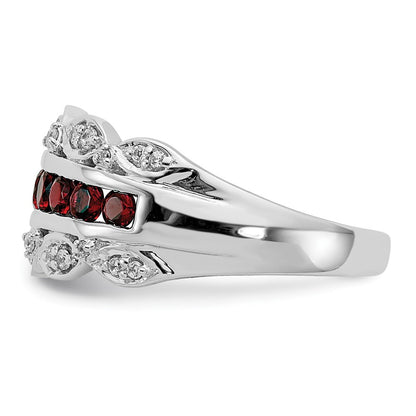 14k White Gold 1/5 Ct. Lab Grown Diamond VS/SI+ G+ and Lab Created Ruby Complete Fancy Ring