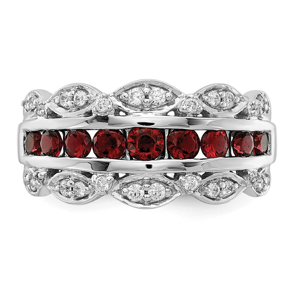 14k White Gold 1/5 Ct. Lab Grown Diamond VS/SI+ G+ and Lab Created Ruby Complete Fancy Ring