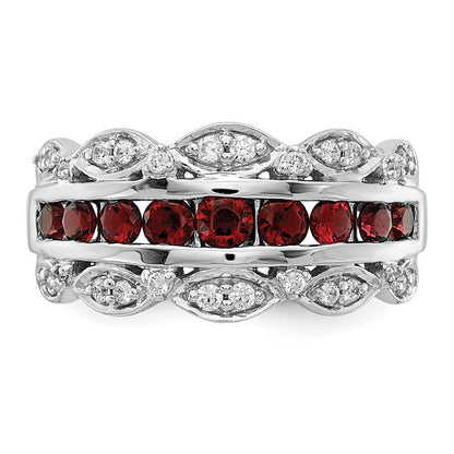 14k White Gold 1/5 Ct. Lab Grown Diamond VS/SI+ G+ and Lab Created Ruby Complete Fancy Ring