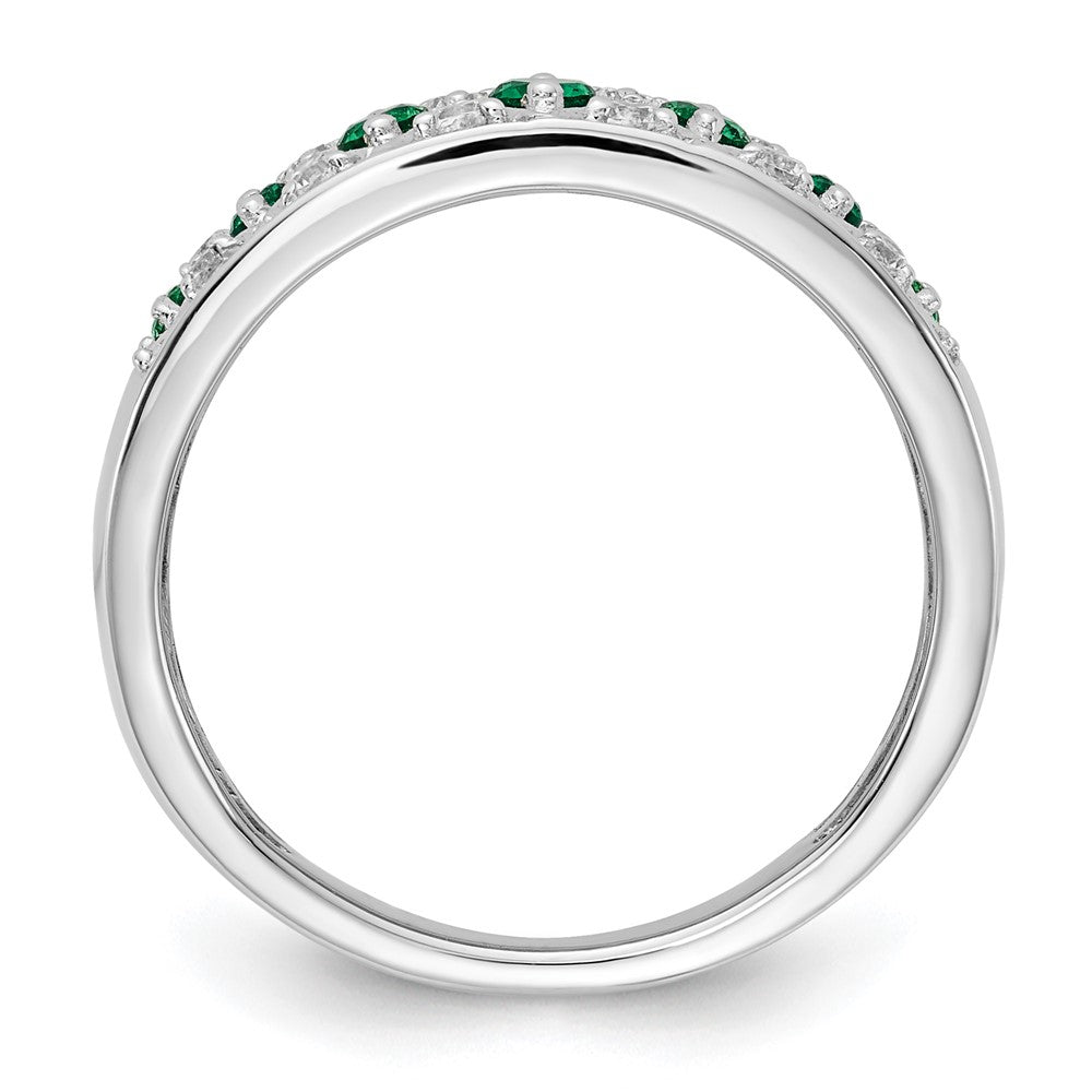 14k White Gold 1/5 Ct. Lab Grown Diamond VS/SI+ G+ and Lab Created Emerald Complete Fancy Ring