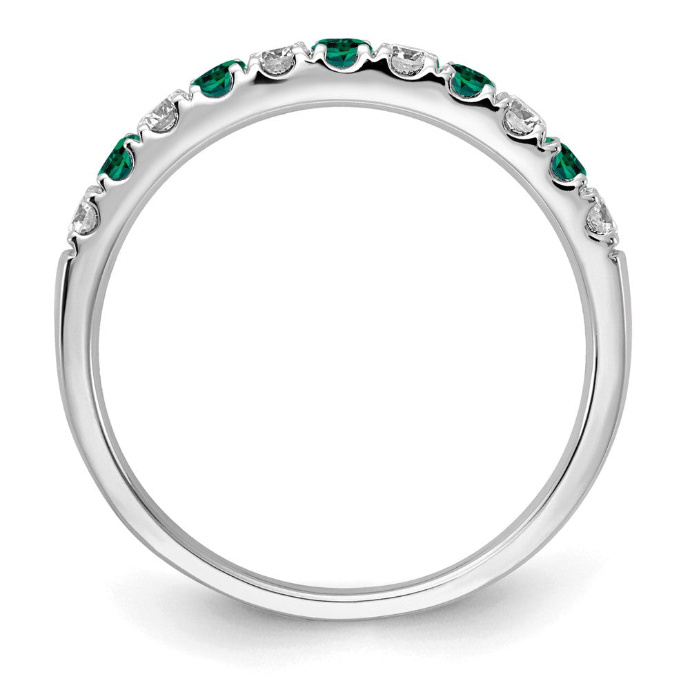 14k White Gold 1/2 Ct. Lab Grown Diamond VS/SI+ G+ and Lab Created Emerald Band Ring