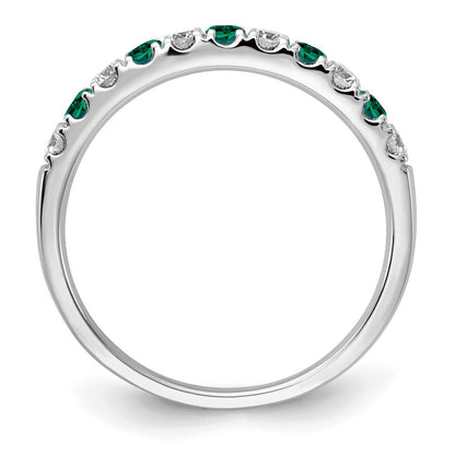 14k White Gold 1/2 Ct. Lab Grown Diamond VS/SI+ G+ and Lab Created Emerald Band Ring