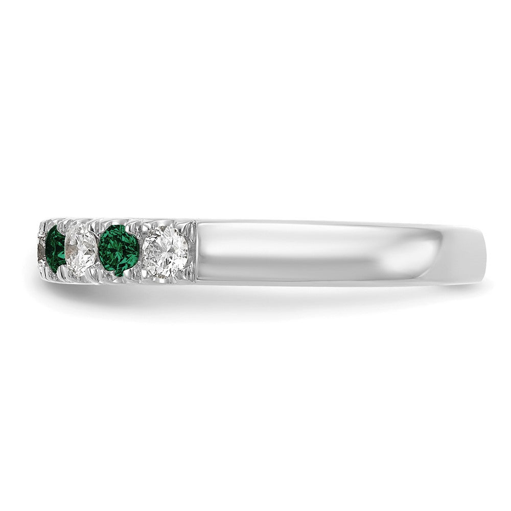 14k White Gold 1/2 Ct. Lab Grown Diamond VS/SI+ G+ and Lab Created Emerald Band Ring