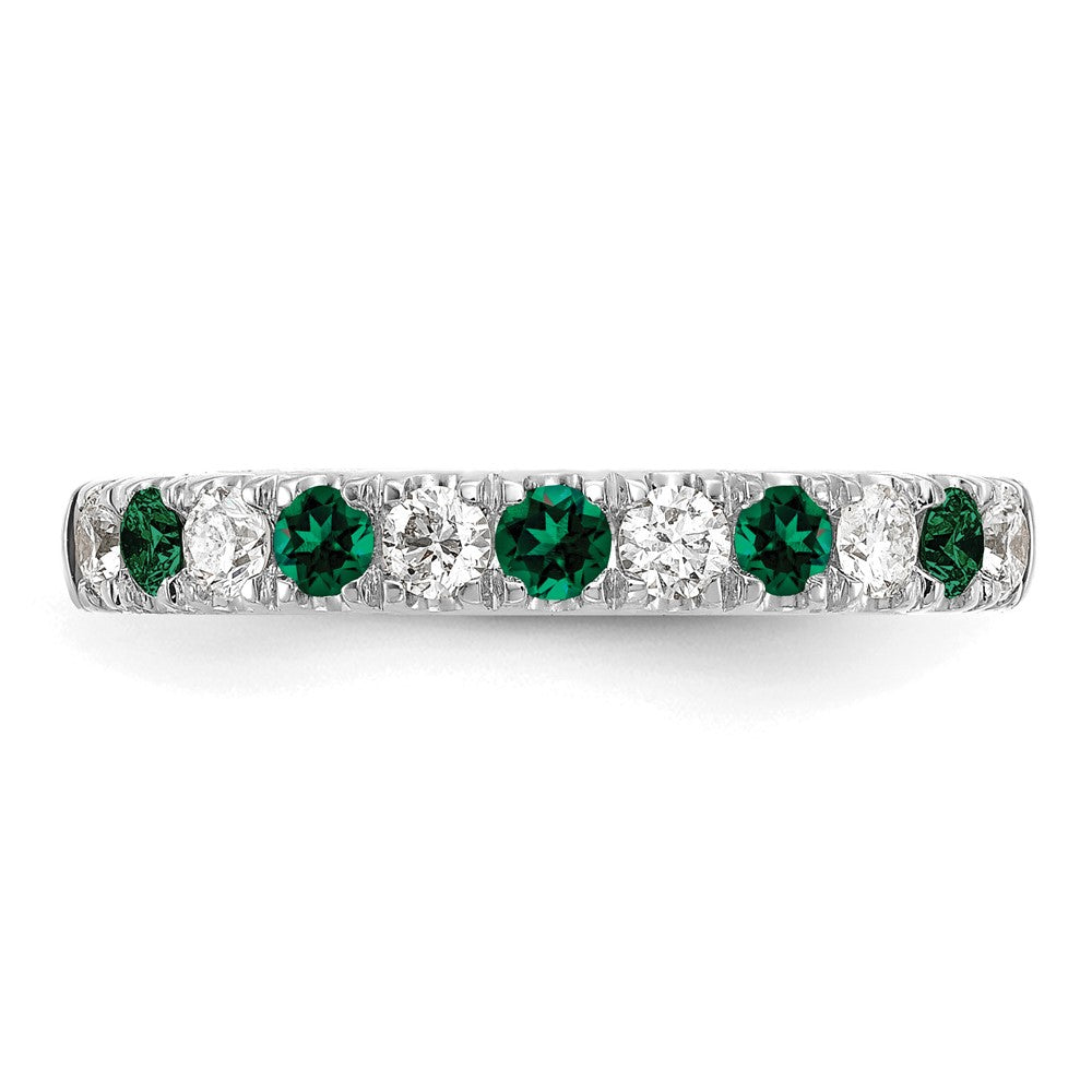 14k White Gold 1/2 Ct. Lab Grown Diamond VS/SI+ G+ and Lab Created Emerald Band Ring