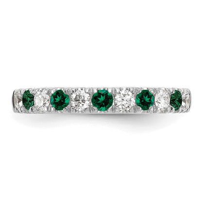 14k White Gold 1/2 Ct. Lab Grown Diamond VS/SI+ G+ and Lab Created Emerald Band Ring