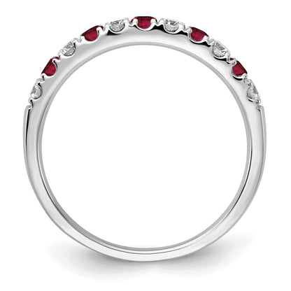14k White Gold 1/2 Ct. Lab Grown Diamond VS/SI+ G+ and Lab Created Ruby Band Ring