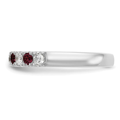 14k White Gold 1/2 Ct. Lab Grown Diamond VS/SI+ G+ and Lab Created Ruby Band Ring