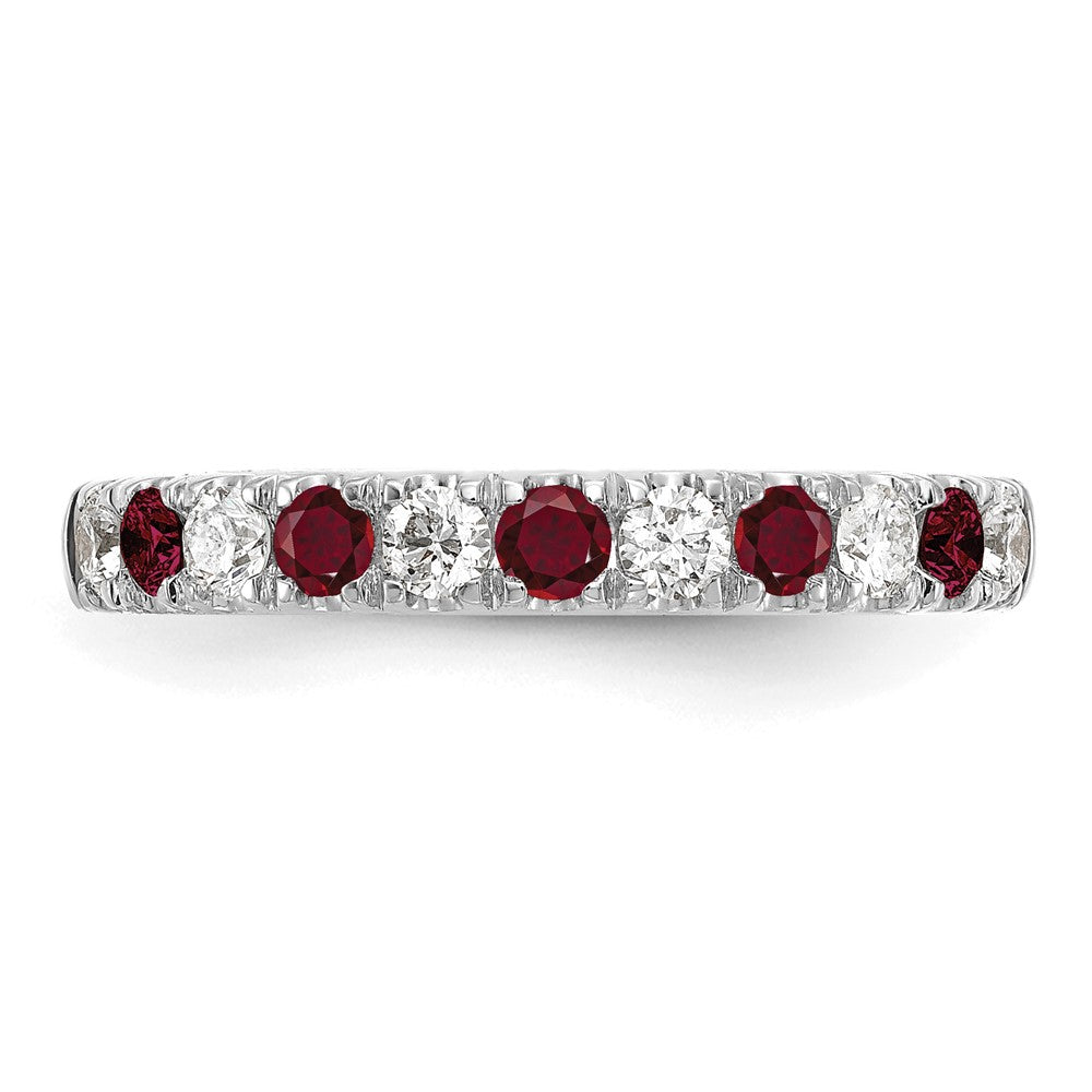 14k White Gold 1/2 Ct. Lab Grown Diamond VS/SI+ G+ and Lab Created Ruby Band Ring