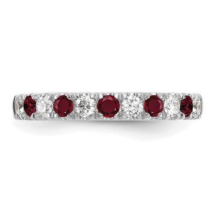 14k White Gold 1/2 Ct. Lab Grown Diamond VS/SI+ G+ and Lab Created Ruby Band Ring