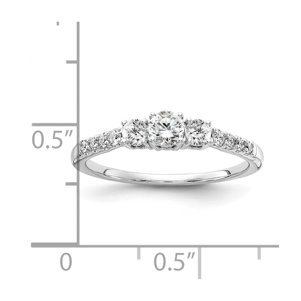 14k White Gold 1/2 Ct. Lab Grown Diamond VS/SI+ G+ Complete Three Stone Size 8 Engagement Ring