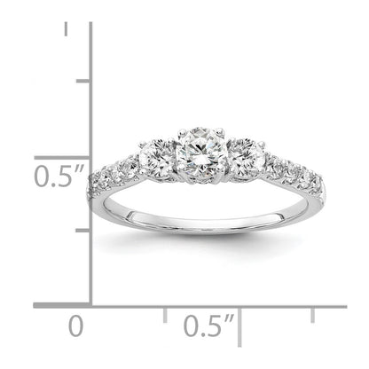 14k White Gold 1/2 Ct. Lab Grown Diamond VS/SI+ G+ 1/4 Ct. Center Round Three Stone Engagement Ring
