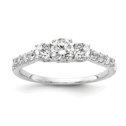 14k White Gold 3/4 Ct. Lab Grown Diamond VS/SI+ G+ Round Three Stone Engagement Ring