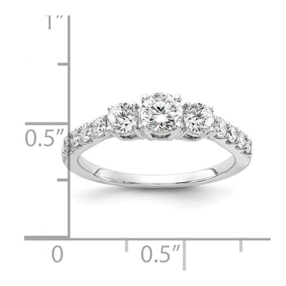 14k White Gold 1 Ct. Lab Grown Diamond VS/SI+ G+ Round Three Stone Engagement Ring