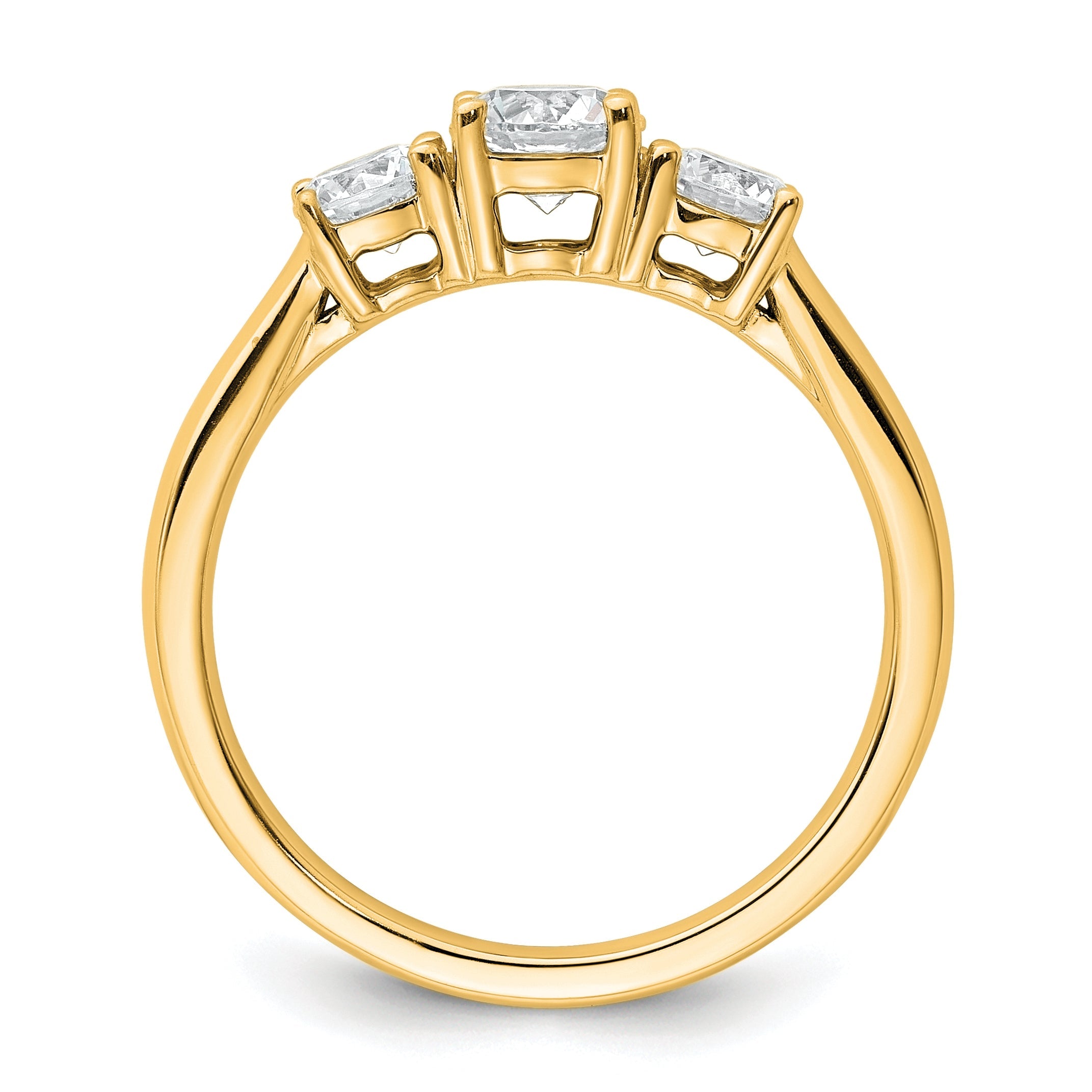 14k Yellow Gold 14k 1 carat Lab Grown Diamond VS+ F+ Three Stone Complete Engagement Ring