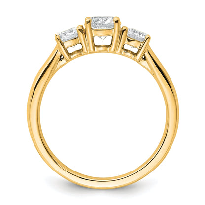 14k Yellow Gold 14k 1 carat Lab Grown Diamond VS+ F+ Three Stone Complete Engagement Ring