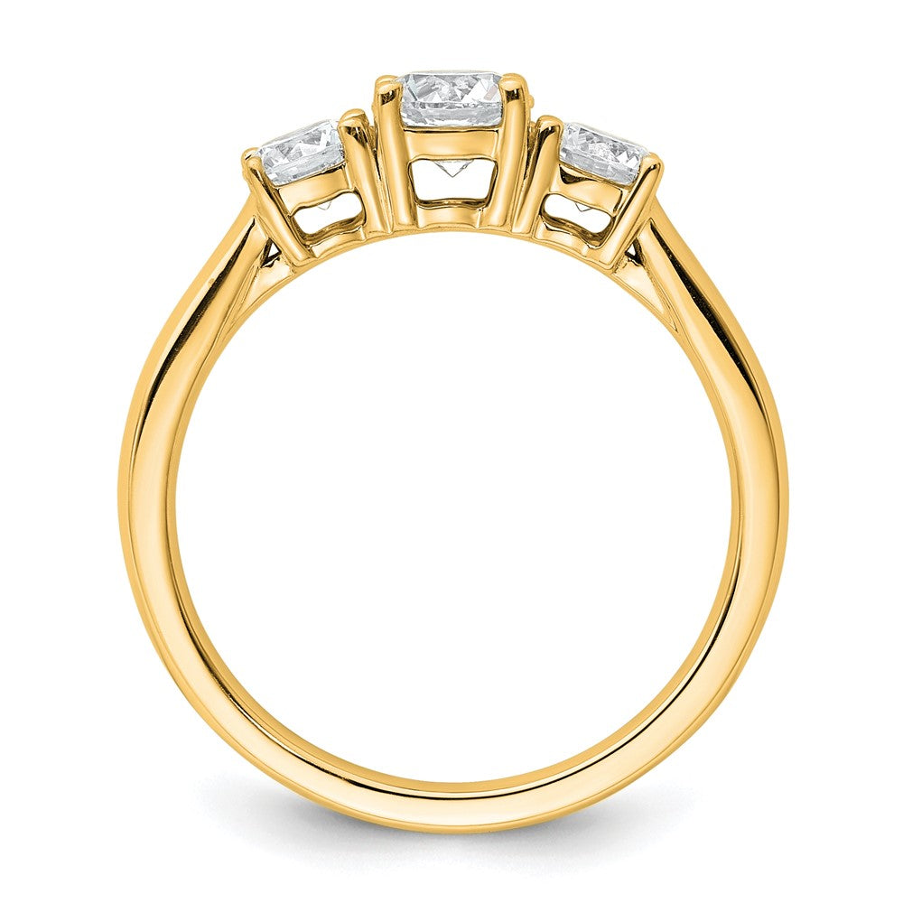 14K Yellow Gold 1 Carat Certified Lab Grown Diamond Vs+ F+ Three Stone Complete Engagement Ring
