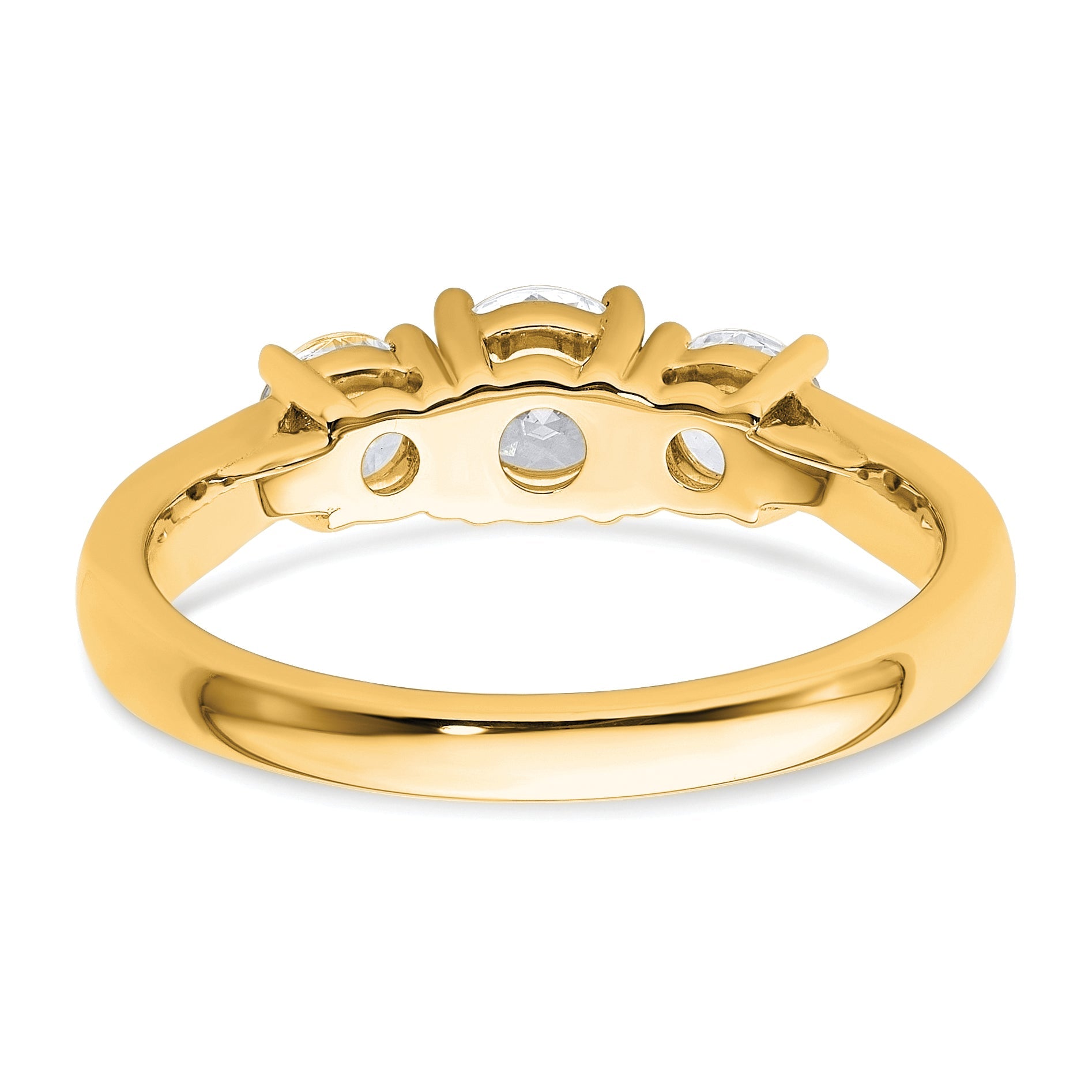14k Yellow Gold 14k 1 carat Lab Grown Diamond VS+ F+ Three Stone Complete Engagement Ring