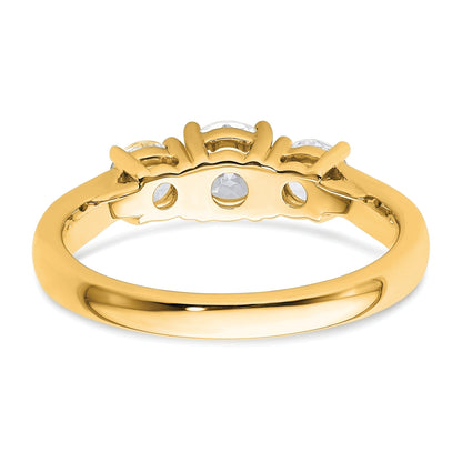 14k Yellow Gold 14k 1 carat Lab Grown Diamond VS+ F+ Three Stone Complete Engagement Ring