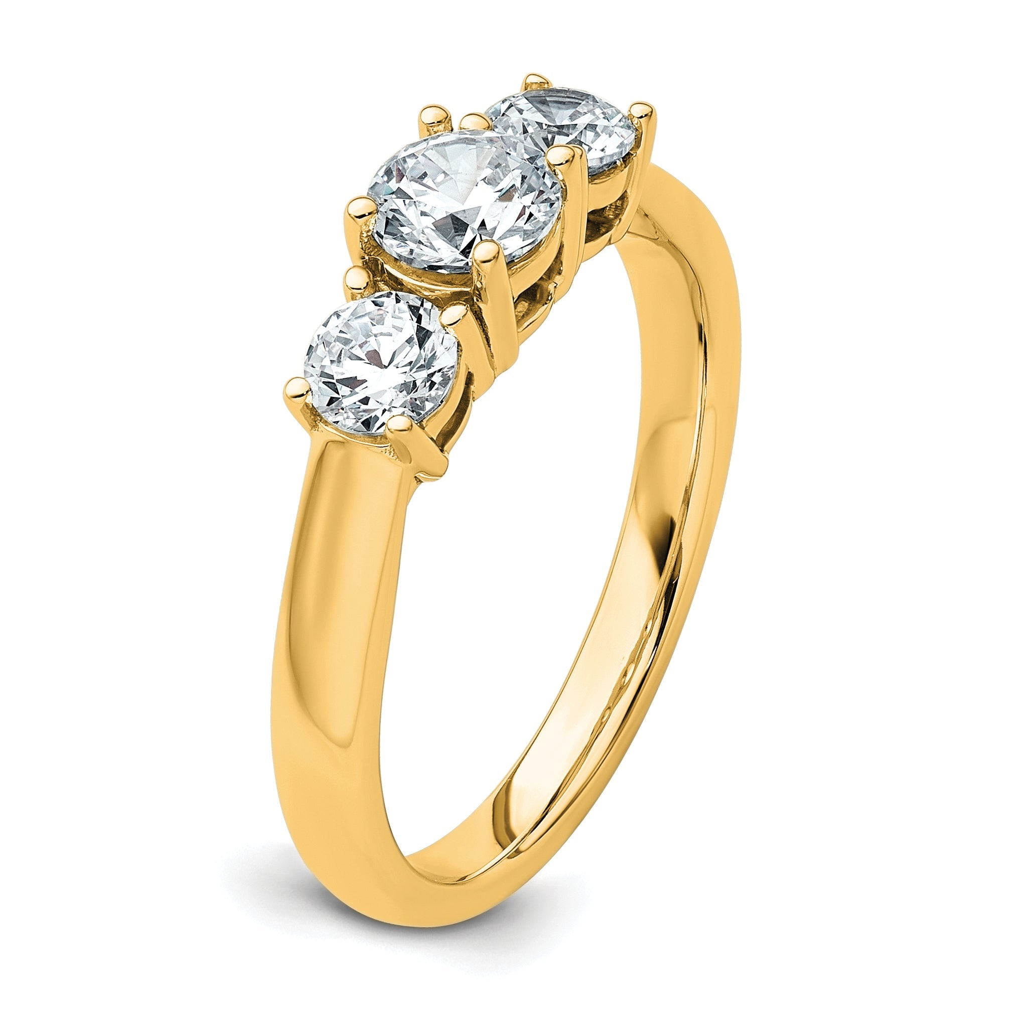 14k Yellow Gold 14k 1 carat Lab Grown Diamond VS+ F+ Three Stone Complete Engagement Ring
