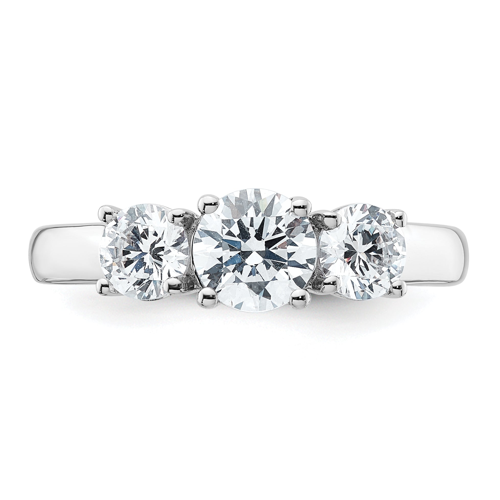 14k White Gold 1 1/2 Ct. Lab Grown Diamond VS/SI+ G+ Three Stone Engagement Ring