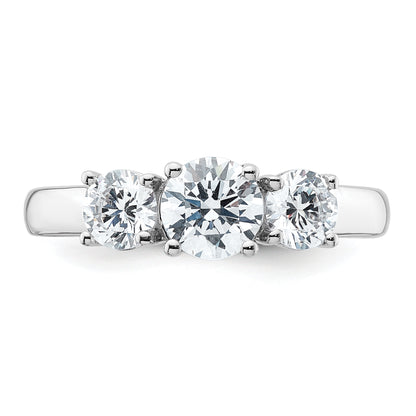 14k White Gold 1 1/2 Ct. Lab Grown Diamond VS/SI+ G+ Three Stone Engagement Ring