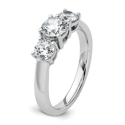 14k White Gold 1 1/2 Ct. Lab Grown Diamond VS/SI+ G+ Three Stone Engagement Ring