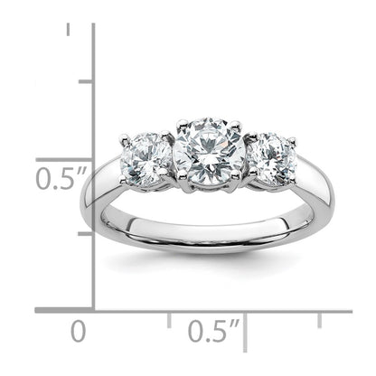 14k White Gold 1 1/2 Ct. Certified Lab Grown Diamond VS/SI+ G+ Three Stone Engagement Ring