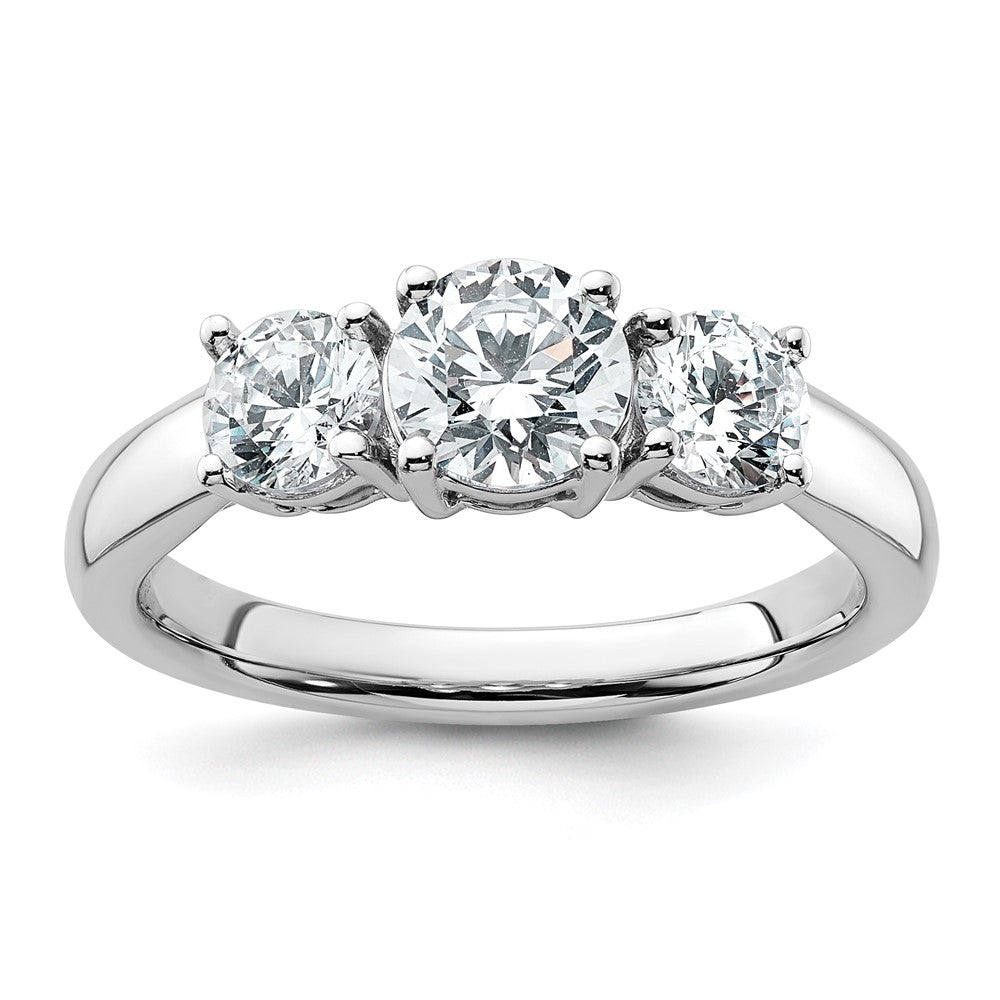 14k White Gold 1 1/2 Ct. Lab Grown Diamond VS/SI+ G+ Three Stone Engagement Ring