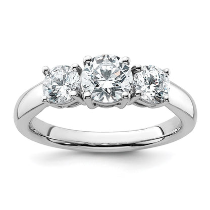 14k White Gold 1 1/2 Ct. Lab Grown Diamond VS/SI+ G+ Three Stone Engagement Ring