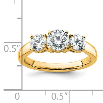 14k Yellow Gold 1 1/2 Ct. Lab Grown Diamond VS/SI+ G+ Three Stone Engagement Ring
