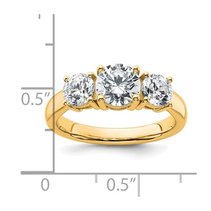 14k Yellow Gold 2 Ct. Lab Grown Diamond VS/SI+ G+ Three Stone Engagement Ring