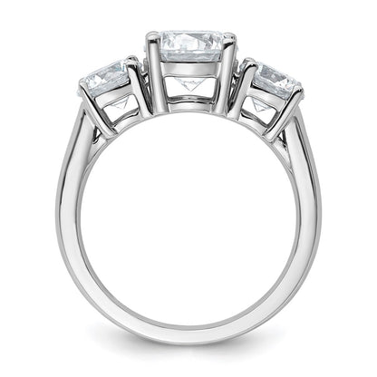 14k White Gold 3 Ct. Certified Lab Grown Diamond VS/SI+ G+ Three Stone Engagement Ring