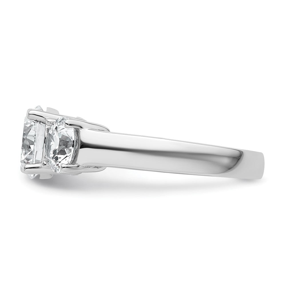 14k White Gold 3 Ct. Certified Lab Grown Diamond VS/SI+ G+ Three Stone Engagement Ring