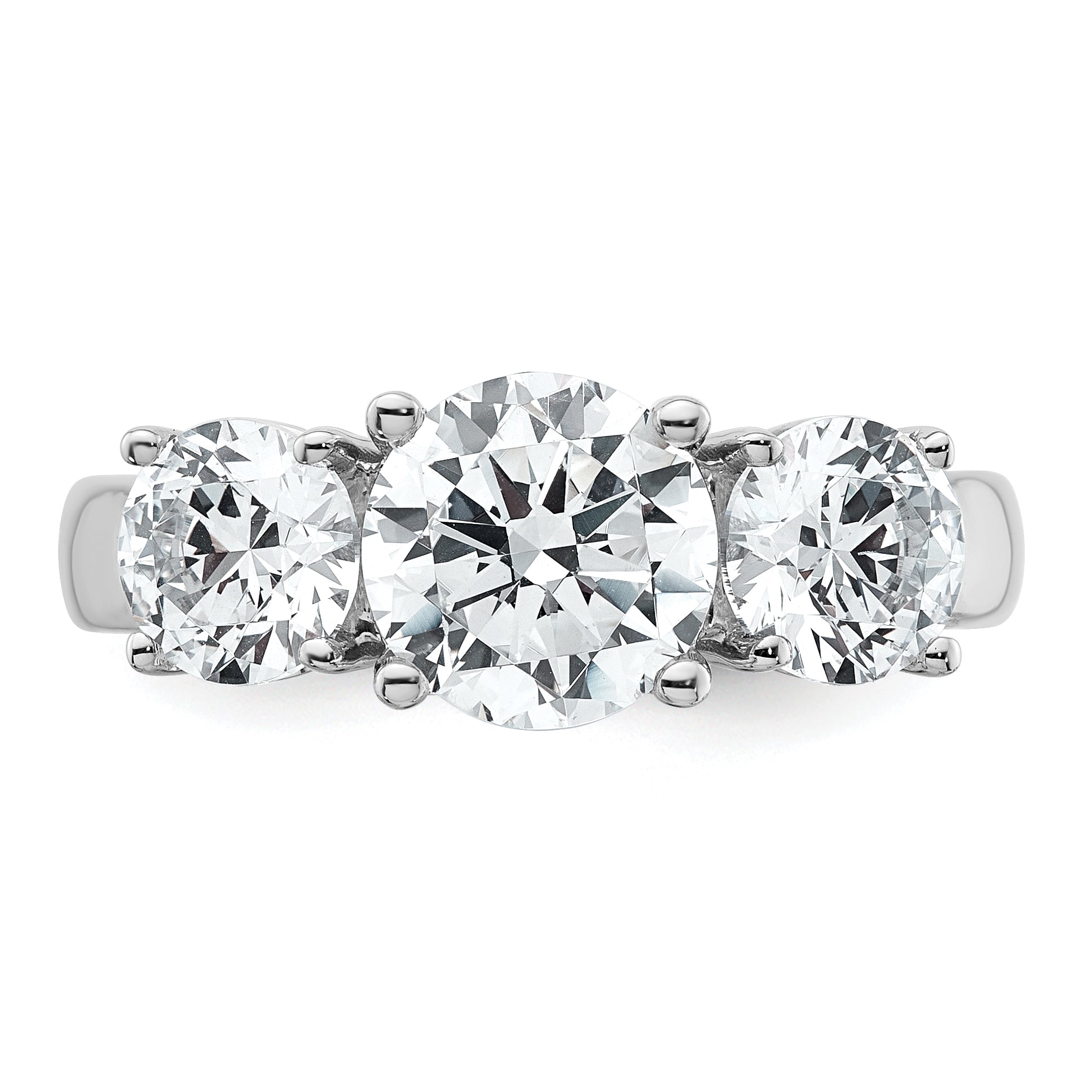 14k White Gold 3 Ct. Certified Lab Grown Diamond VS/SI+ G+ Three Stone Engagement Ring