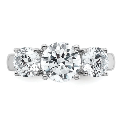 14k White Gold 3 Ct. Certified Lab Grown Diamond VS/SI+ G+ Three Stone Engagement Ring