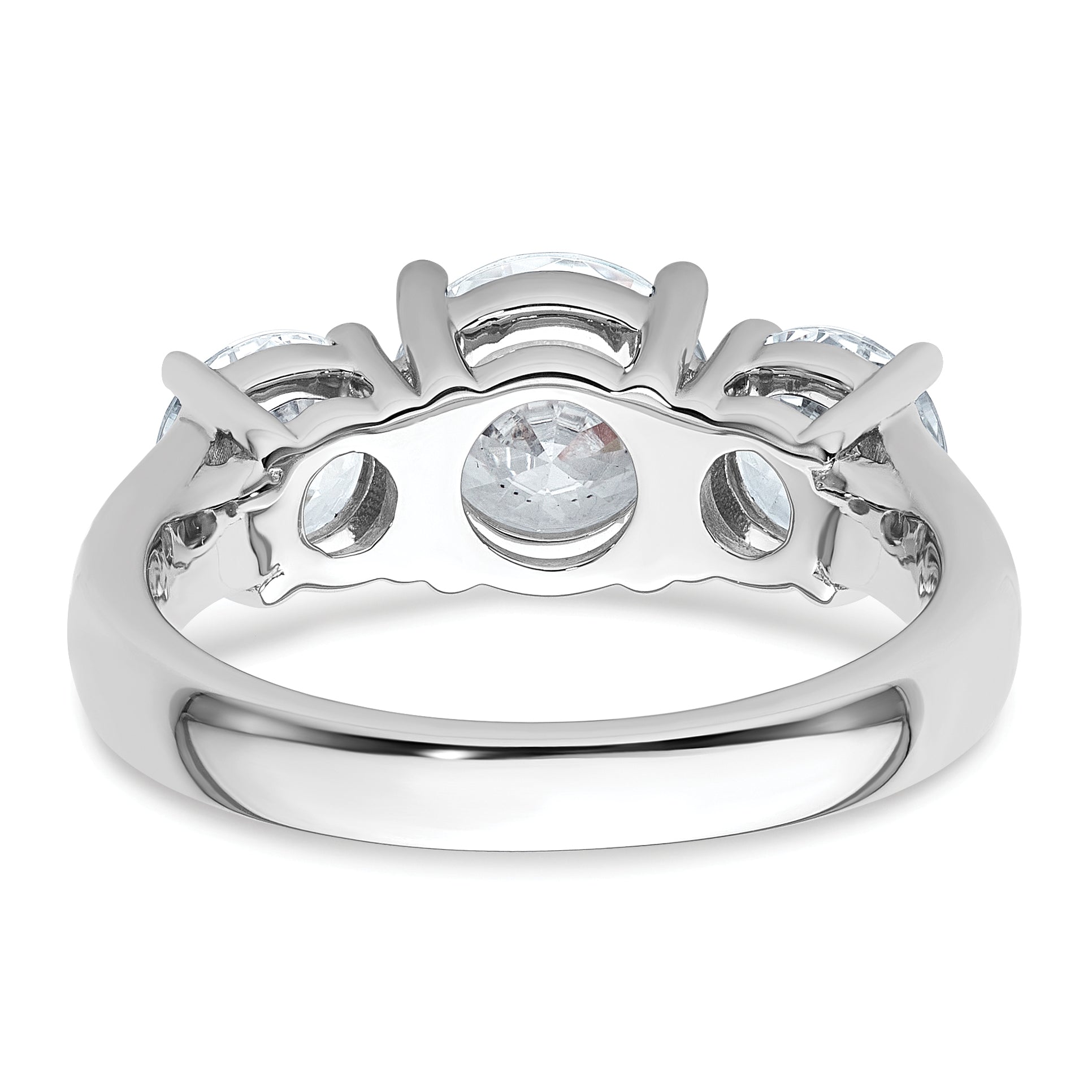 14k White Gold 3 Ct. Certified Lab Grown Diamond VS/SI+ G+ Three Stone Engagement Ring