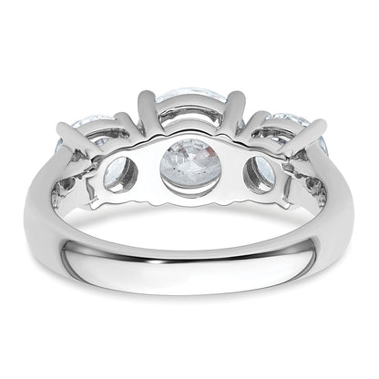 14k White Gold 3 Ct. Certified Lab Grown Diamond VS/SI+ G+ Three Stone Engagement Ring
