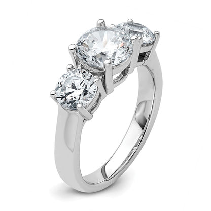 14k White Gold 3 Ct. Certified Lab Grown Diamond VS/SI+ G+ Three Stone Engagement Ring