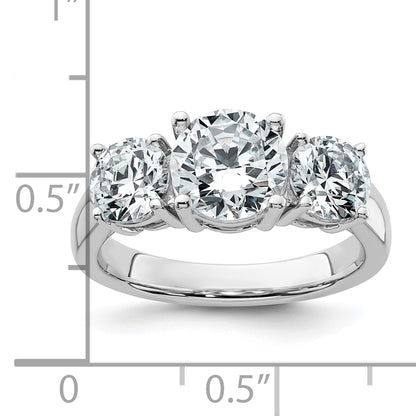 14k White Gold 3 Ct. Certified Lab Grown Diamond VS/SI+ G+ Three Stone Engagement Ring