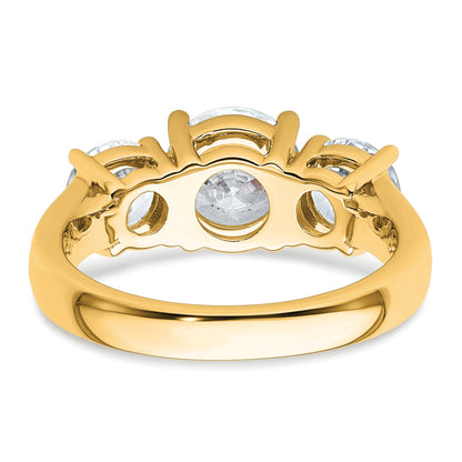 14k Yellow Gold 3 Ct. Lab Grown Diamond VS/SI+ G+ Three Stone Engagement Ring