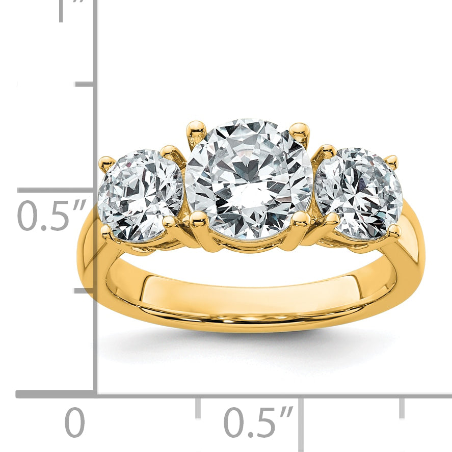 14k Yellow Gold 3 Ct. Lab Grown Diamond VS/SI+ G+ Three Stone Engagement Ring